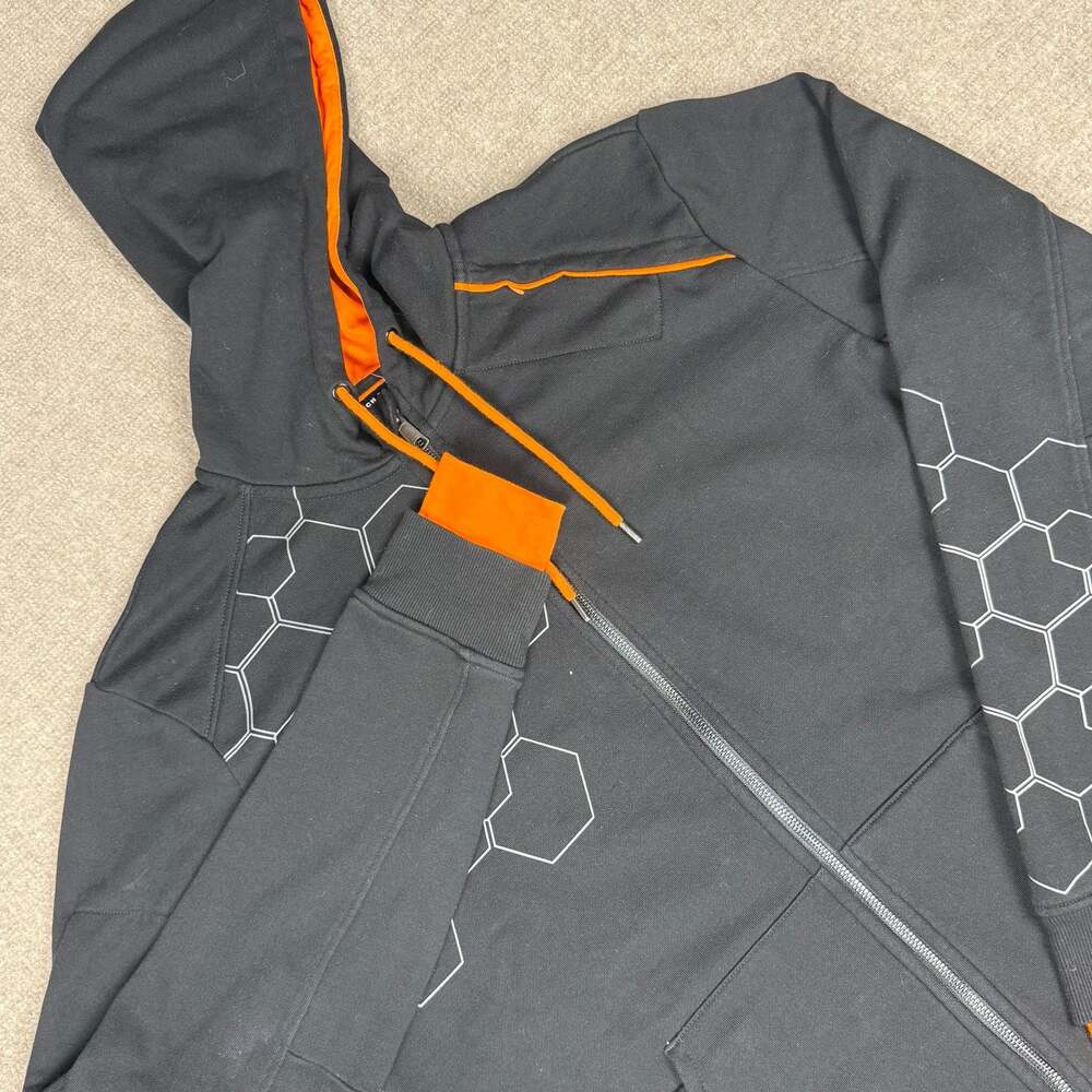 Linus Tech Tips WAN Zip-Up Hoodie, Black and Orange, XL